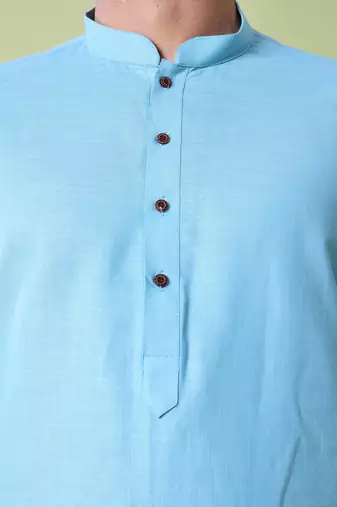 Mandarin collar straight cotton kurta