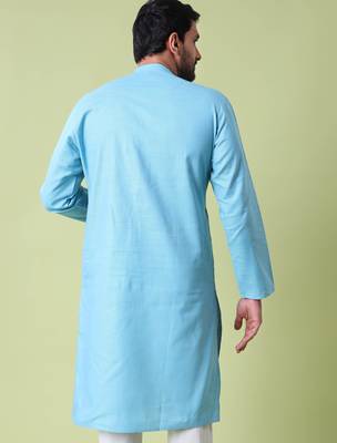 Mandarin collar straight cotton kurta 3