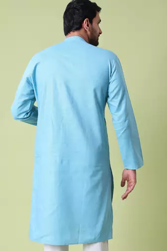 Mandarin collar straight cotton kurta