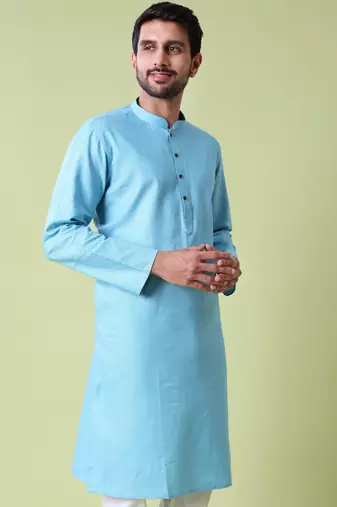 Mandarin collar straight cotton kurta