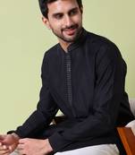 Mandarin collar straight cotton silk kurta