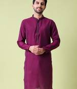 Mandarin collar straight cotton silk kurta