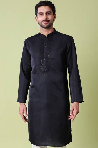 Mandarin collar sequin embroidered thread work kurta