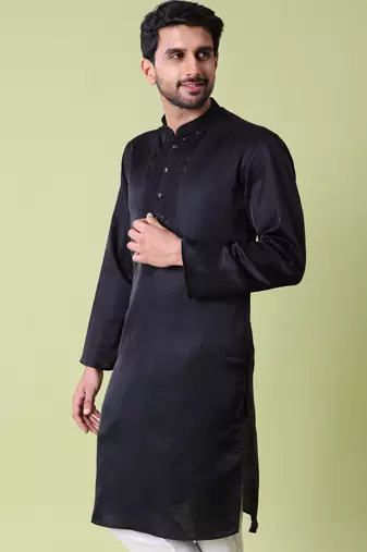 Mandarin collar sequin embroidered thread work kurta