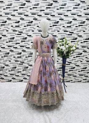  Lavender  Digital Print Gown With Embroidered Sequins  2