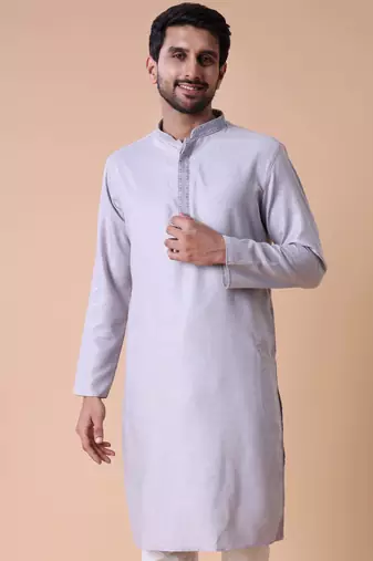 Mandarin collar straight cotton kurta