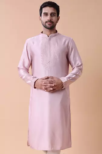 Mandarin collar floral embroidered thread work kurta