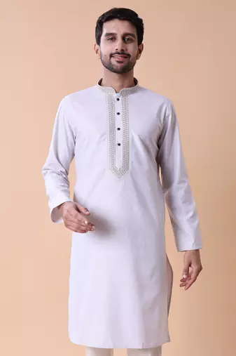 Mandarin collar embroidered thread work kurta