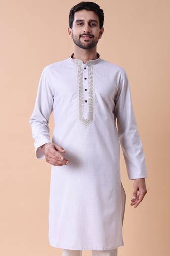 Mandarin collar embroidered thread work kurta