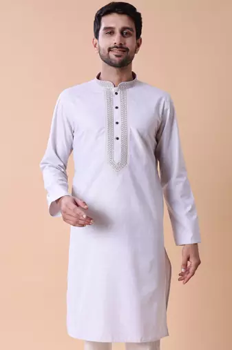 Mandarin collar embroidered thread work kurta