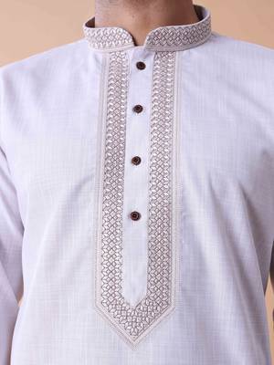 Mandarin collar embroidered thread work kurta 2
