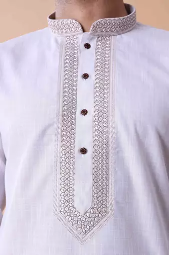 Mandarin collar embroidered thread work kurta