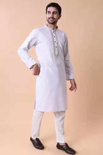 Mandarin collar embroidered thread work kurta