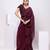 Wine plain crepe saree with belt