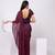 Wine plain crepe saree with belt