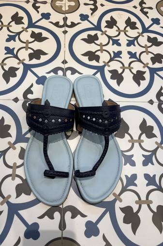 Sky blue and dark blue kolhapuri