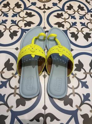 Sky blue and neon yellow kolhapuri 3