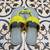 Sky blue and neon yellow kolhapuri