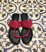 Black and fuschia pink kolhapuri