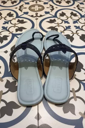Sky blue and dark blue kolhapuri