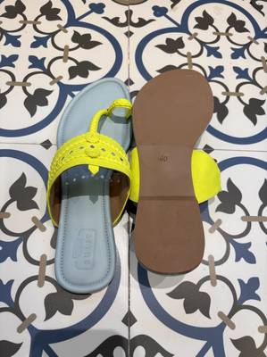 Sky blue and neon yellow kolhapuri 5