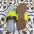 Sky blue and neon yellow kolhapuri