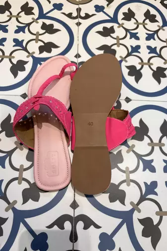 Light pink and neon pink kolhapuri