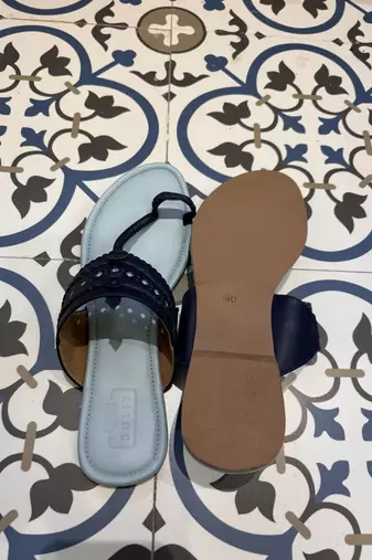 Sky blue and dark blue kolhapuri