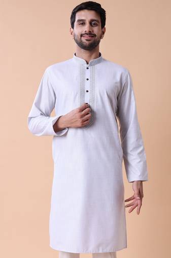 Mandarin collar embroidered thread work kurta
