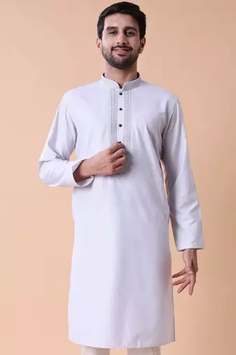 Mandarin collar embroidered thread work kurta