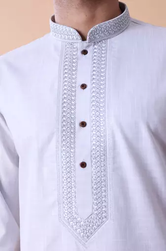 Mandarin collar embroidered thread work kurta