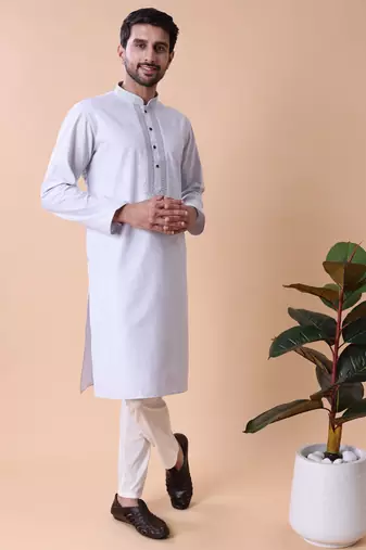 Mandarin collar embroidered thread work kurta
