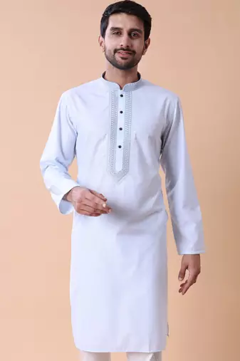 Mandarin collar embroidered thread work kurta