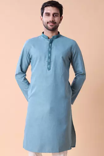 Mandarin collar straight cotton kurta