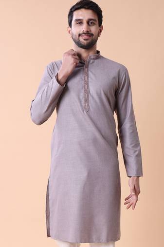 Mandarin collar straight cotton kurta