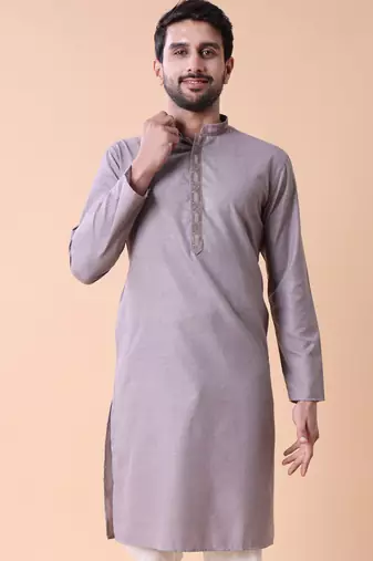 Mandarin collar straight cotton kurta