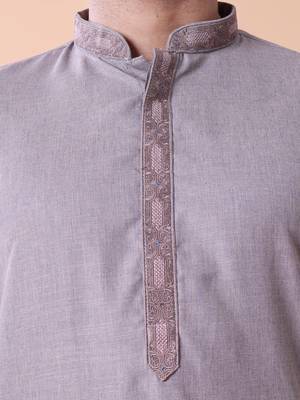 Mandarin collar straight cotton kurta 2