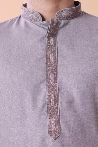Mandarin collar straight cotton kurta