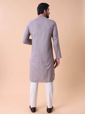 Mandarin collar straight cotton kurta 3