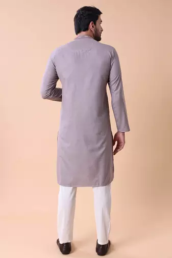 Mandarin collar straight cotton kurta