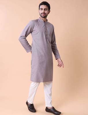 Mandarin collar straight cotton kurta 4