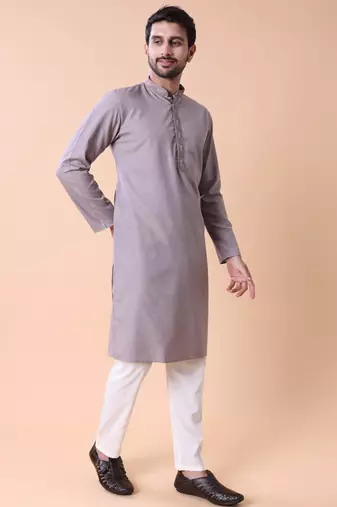 Mandarin collar straight cotton kurta