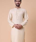 Men's mandarin collar embroidered cotton straight kurta