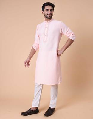 Men's mandarin collar embroidered cotton straight kurta 4