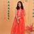 Alluring Georgette Embroidery And Printed Red Readymade Gown