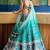 Aqua Blue satin Party wear Embroidered Work Lehenga Choli