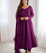 Heavy faux georgette with lukhnowi sequence work anarkali set