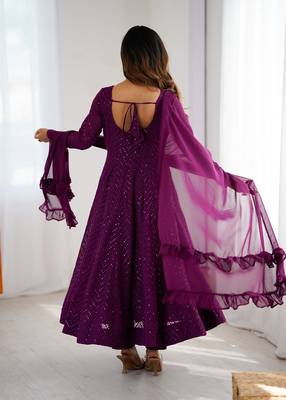 Heavy faux georgette with lukhnowi sequin work anarkali set 2
