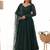 Green pure faux georgette lukhnowi sequence work anarkali set
