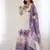 Violet soft organza silk with floral print fully flared anarkali pant with dupatta set